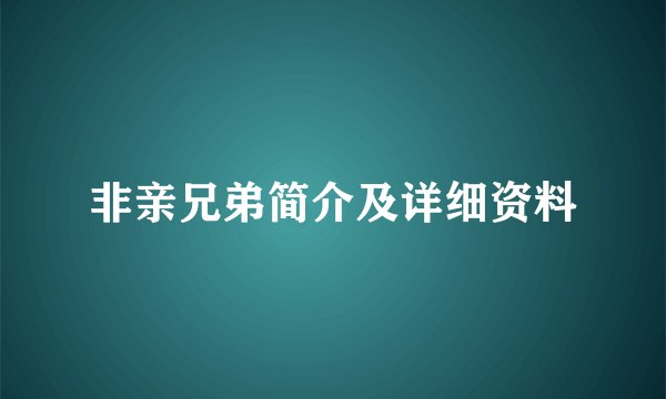 非亲兄弟简介及详细资料