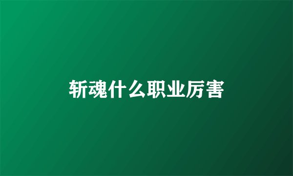 斩魂什么职业厉害