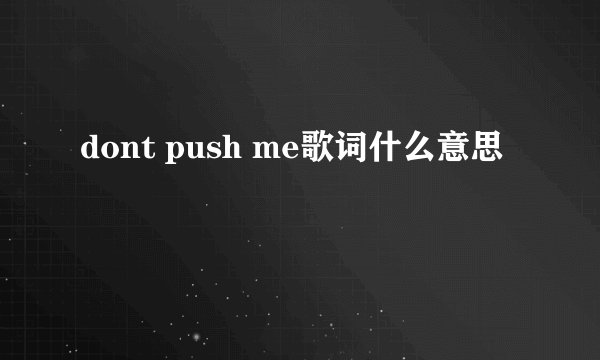 dont push me歌词什么意思