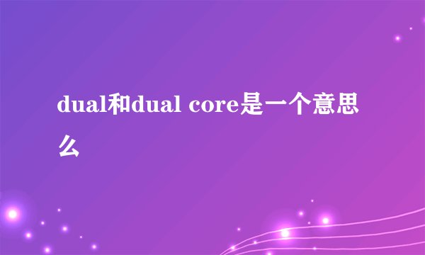 dual和dual core是一个意思么