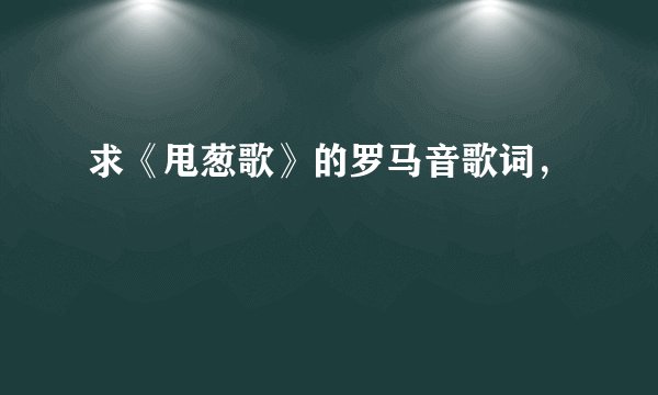 求《甩葱歌》的罗马音歌词,