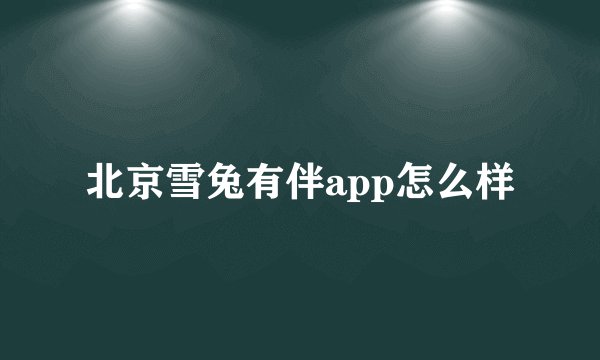 北京雪兔有伴app怎么样