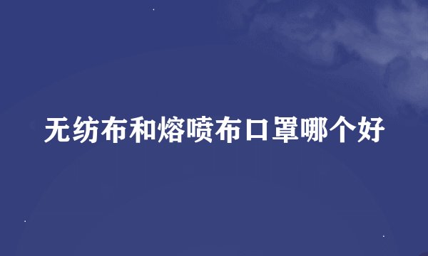 无纺布和熔喷布口罩哪个好