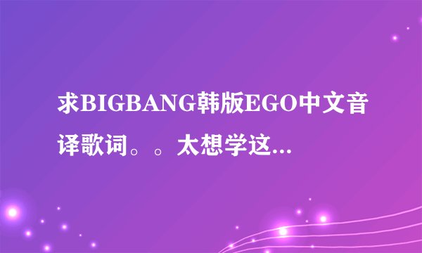 求BIGBANG韩版EGO中文音译歌词。。太想学这个歌了！！！