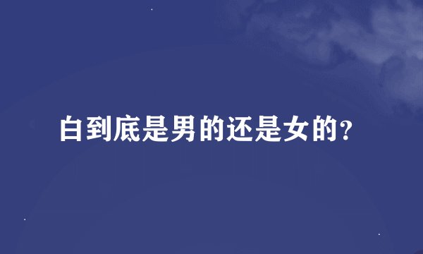 白到底是男的还是女的？