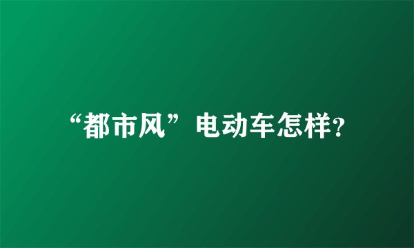 “都市风”电动车怎样？