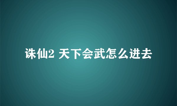 诛仙2 天下会武怎么进去