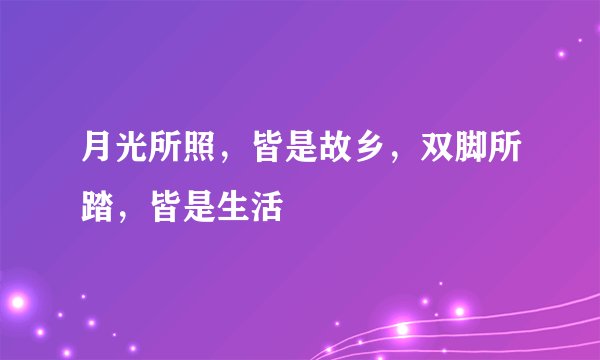 月光所照，皆是故乡，双脚所踏，皆是生活