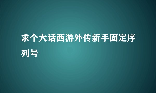 求个大话西游外传新手固定序列号