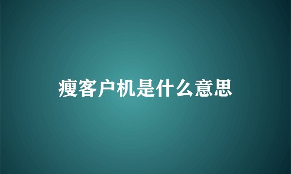 瘦客户机是什么意思