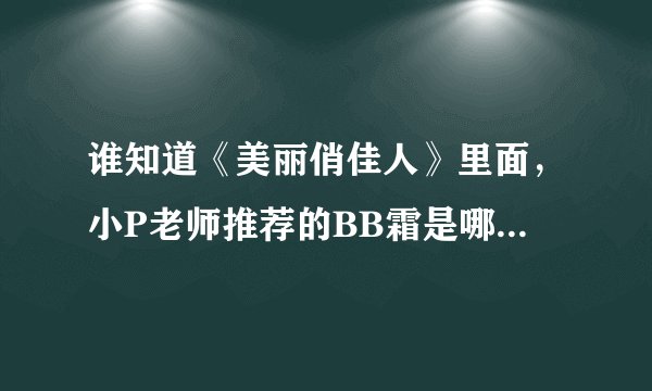 谁知道《美丽俏佳人》里面，小P老师推荐的BB霜是哪个牌子的，价钱是多少？？