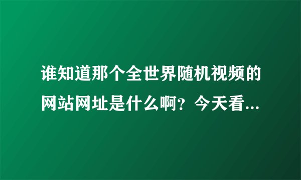 谁知道那个全世界随机视频的网站网址是什么啊？今天看到了一个~连接好慢~~谁有更好玩的啊？拜托各位了 3Q