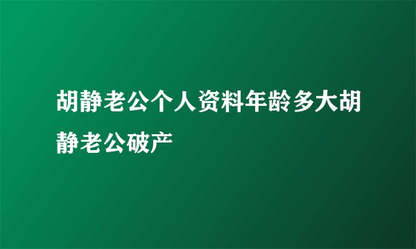 胡静老公个人资料年龄多大胡静老公破产