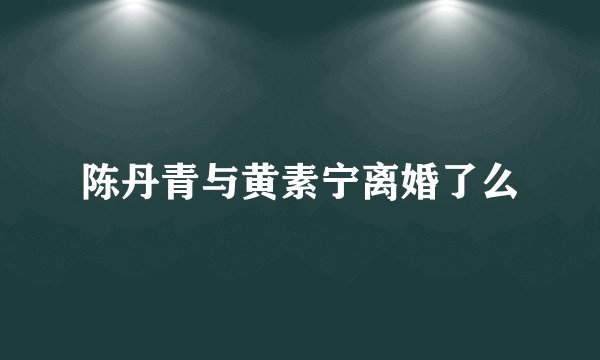 陈丹青与黄素宁离婚了么