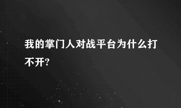 我的掌门人对战平台为什么打不开?