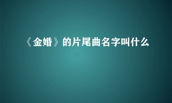 《金婚》的片尾曲名字叫什么