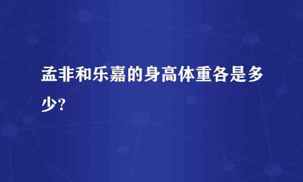 孟非和乐嘉的身高体重各是多少?