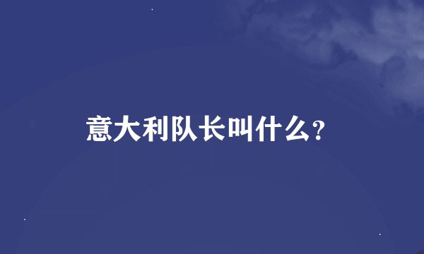 意大利队长叫什么？