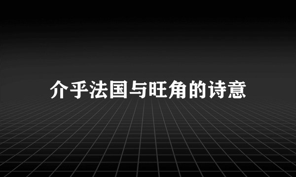 介乎法国与旺角的诗意