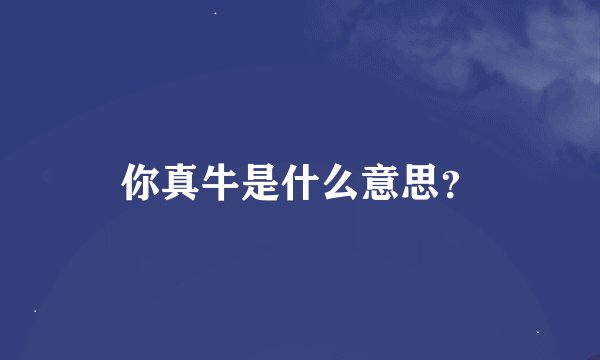 你真牛是什么意思？