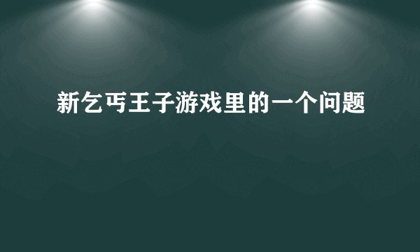 新乞丐王子游戏里的一个问题