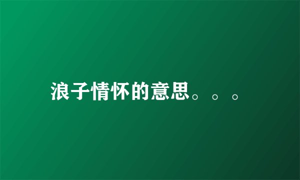 浪子情怀的意思。。。