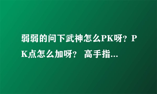 弱弱的问下武神怎么PK呀？PK点怎么加呀？ 高手指点一下…