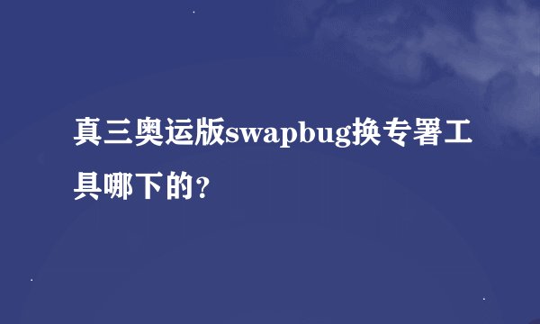 真三奥运版swapbug换专署工具哪下的？