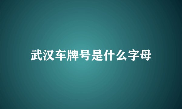 武汉车牌号是什么字母