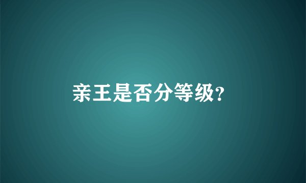 亲王是否分等级？