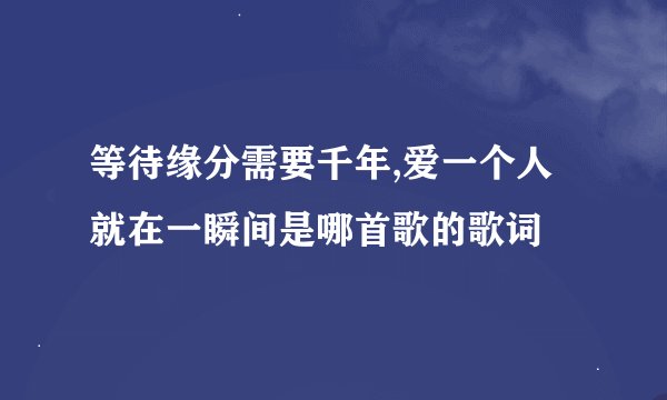 等待缘分需要千年,爱一个人就在一瞬间是哪首歌的歌词