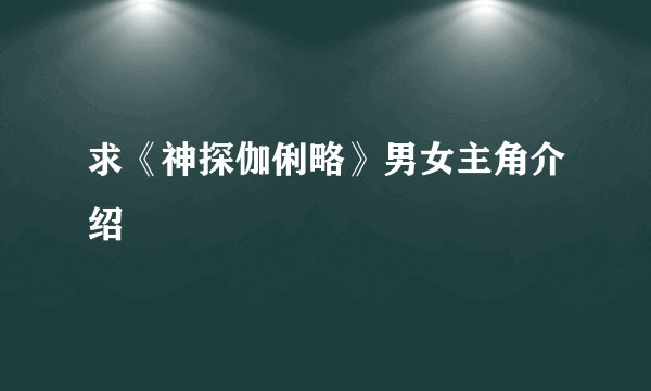 求《神探伽俐略》男女主角介绍