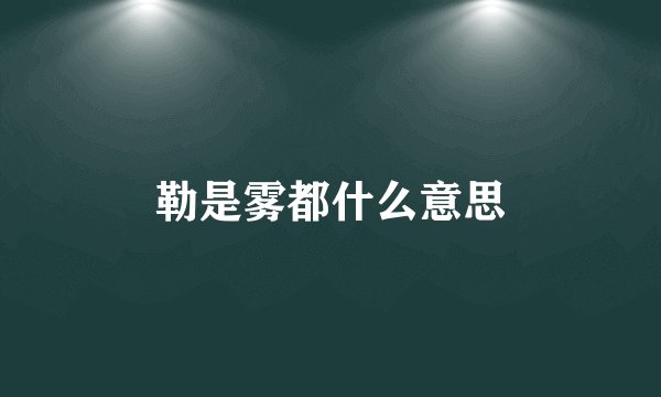 勒是雾都什么意思