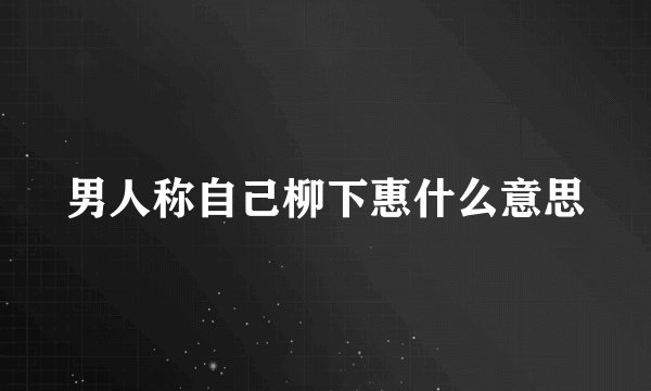 男人称自己柳下惠什么意思