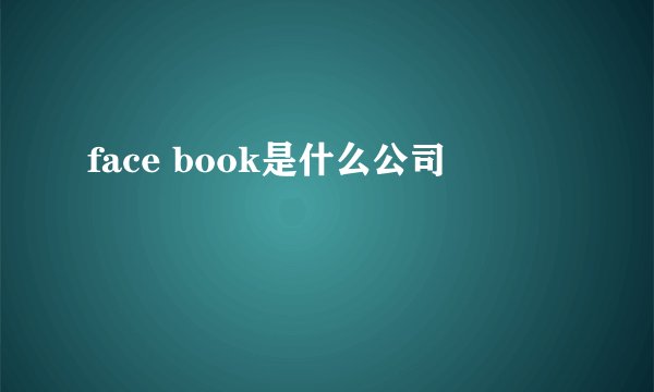 face book是什么公司