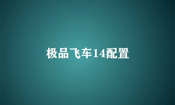 极品飞车14配置