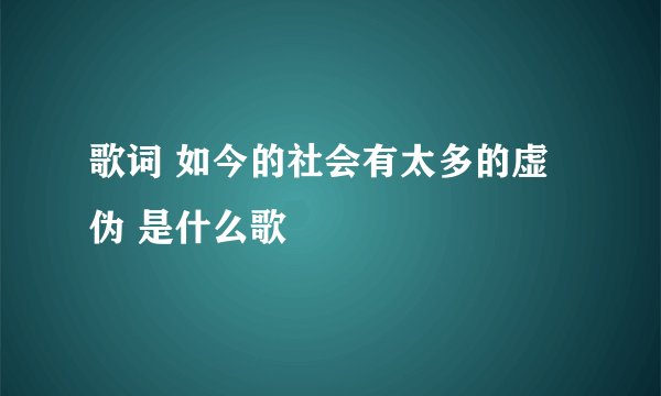 歌词 如今的社会有太多的虚伪 是什么歌