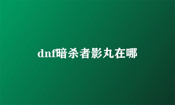 dnf暗杀者影丸在哪