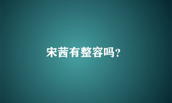 宋茜有整容吗？
