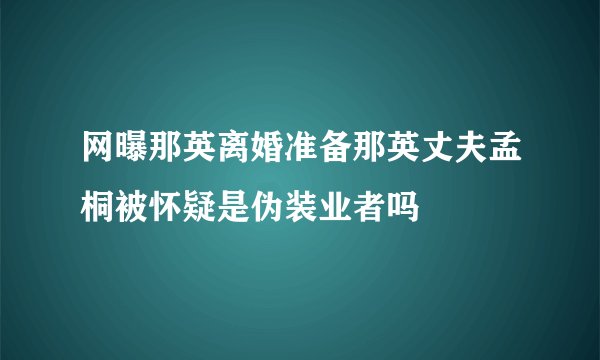 网曝那英离婚准备那英丈夫孟桐被怀疑是伪装业者吗