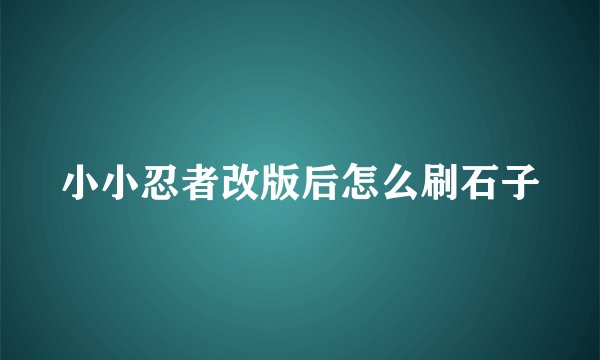 小小忍者改版后怎么刷石子