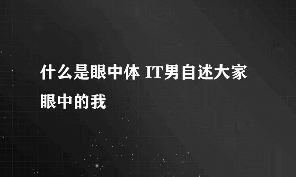 什么是眼中体 IT男自述大家眼中的我