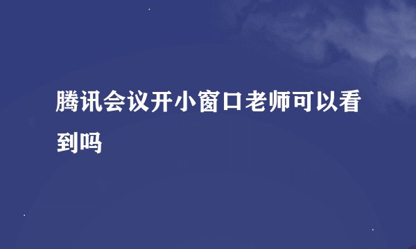 腾讯会议开小窗口老师可以看到吗