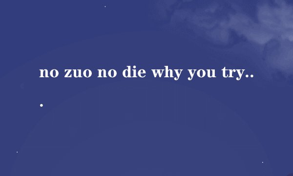 no zuo no die why you try什么意思