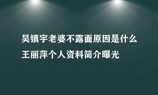 吴镇宇老婆不露面原因是什么王丽萍个人资料简介曝光