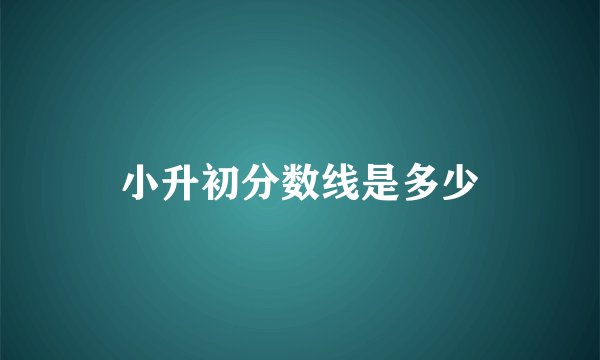 小升初分数线是多少
