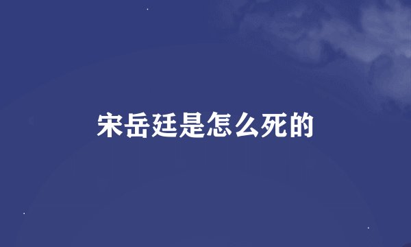 宋岳廷是怎么死的