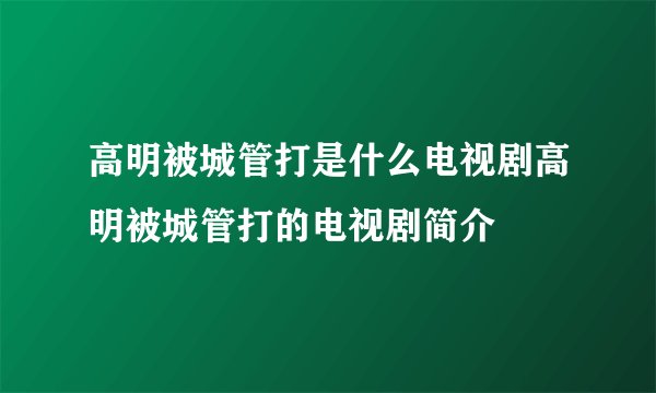 高明被城管打是什么电视剧高明被城管打的电视剧简介