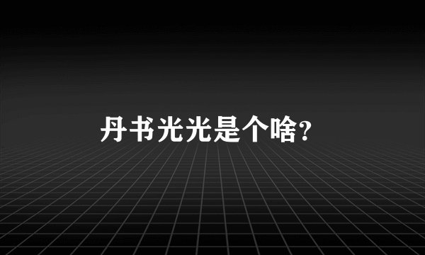 丹书光光是个啥？