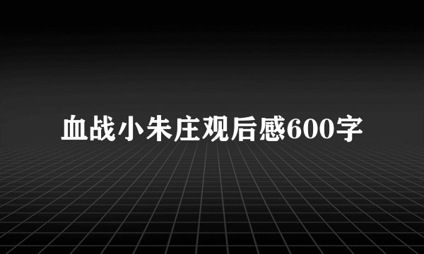 血战小朱庄观后感600字